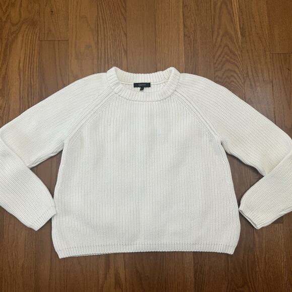 Quince Sweater 100% Organic Cotton Fisherman Crew Sweater M Ivory Boxy Minimal - Picture 1 of 6